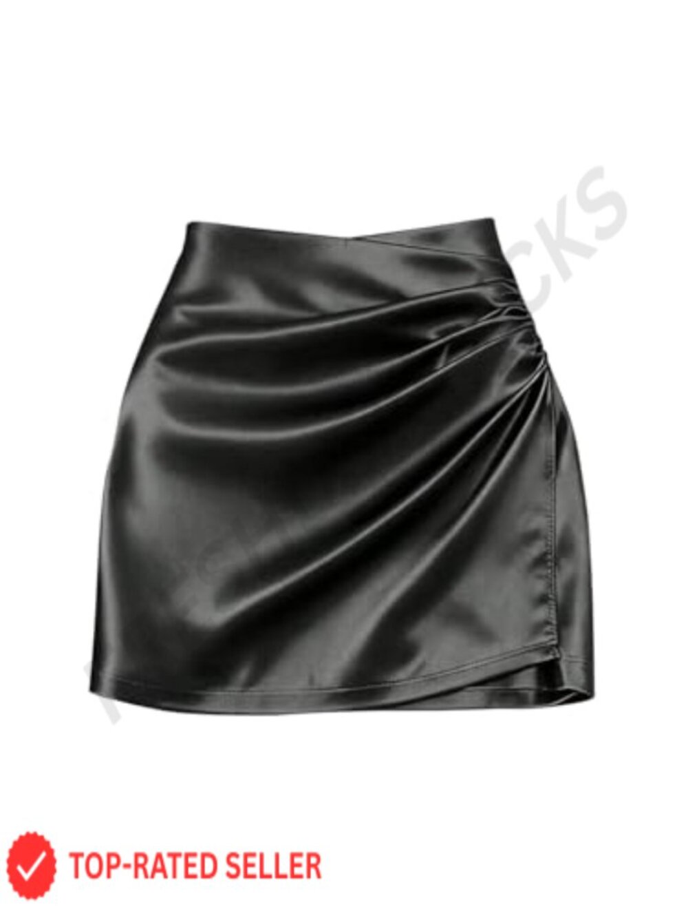 Satin Mini Wrap Skirt Ruched High Waisted Silky Bodycon Skirt